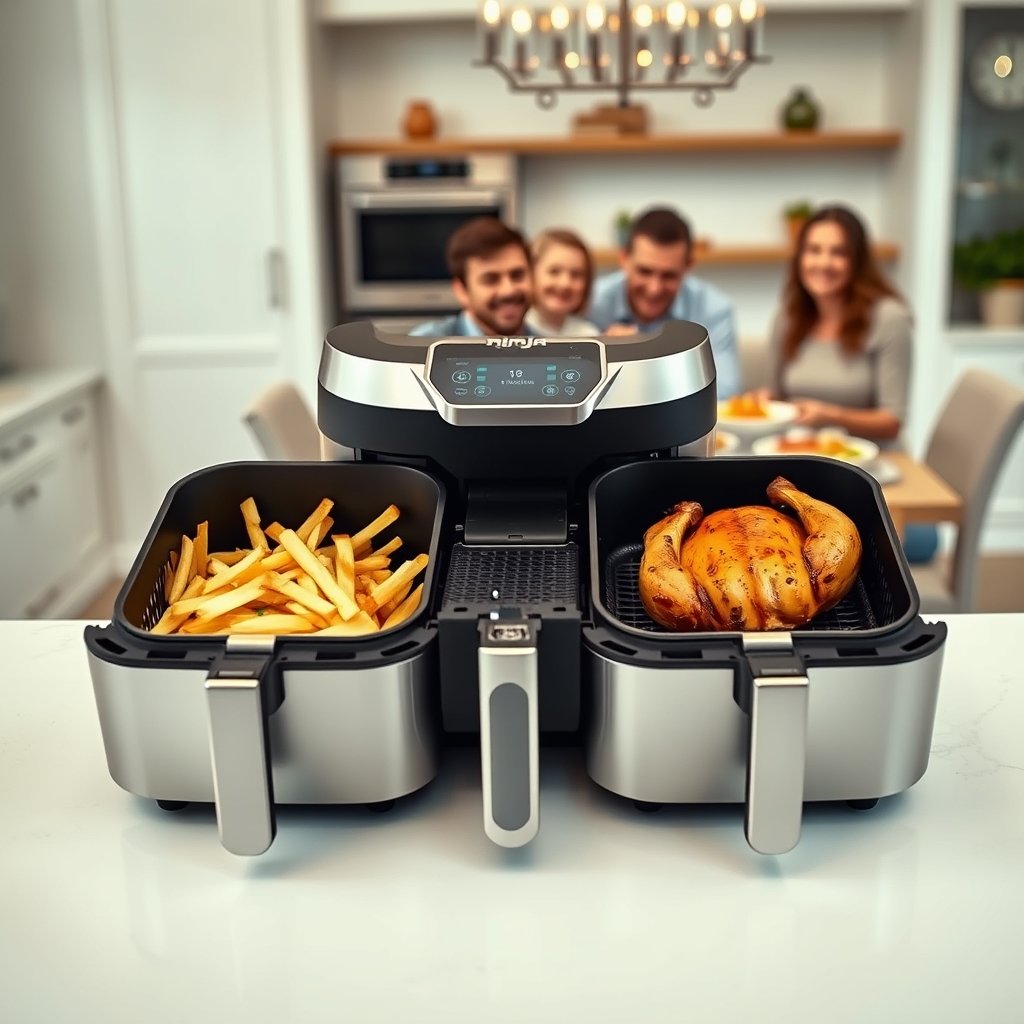 dual airfryer in action