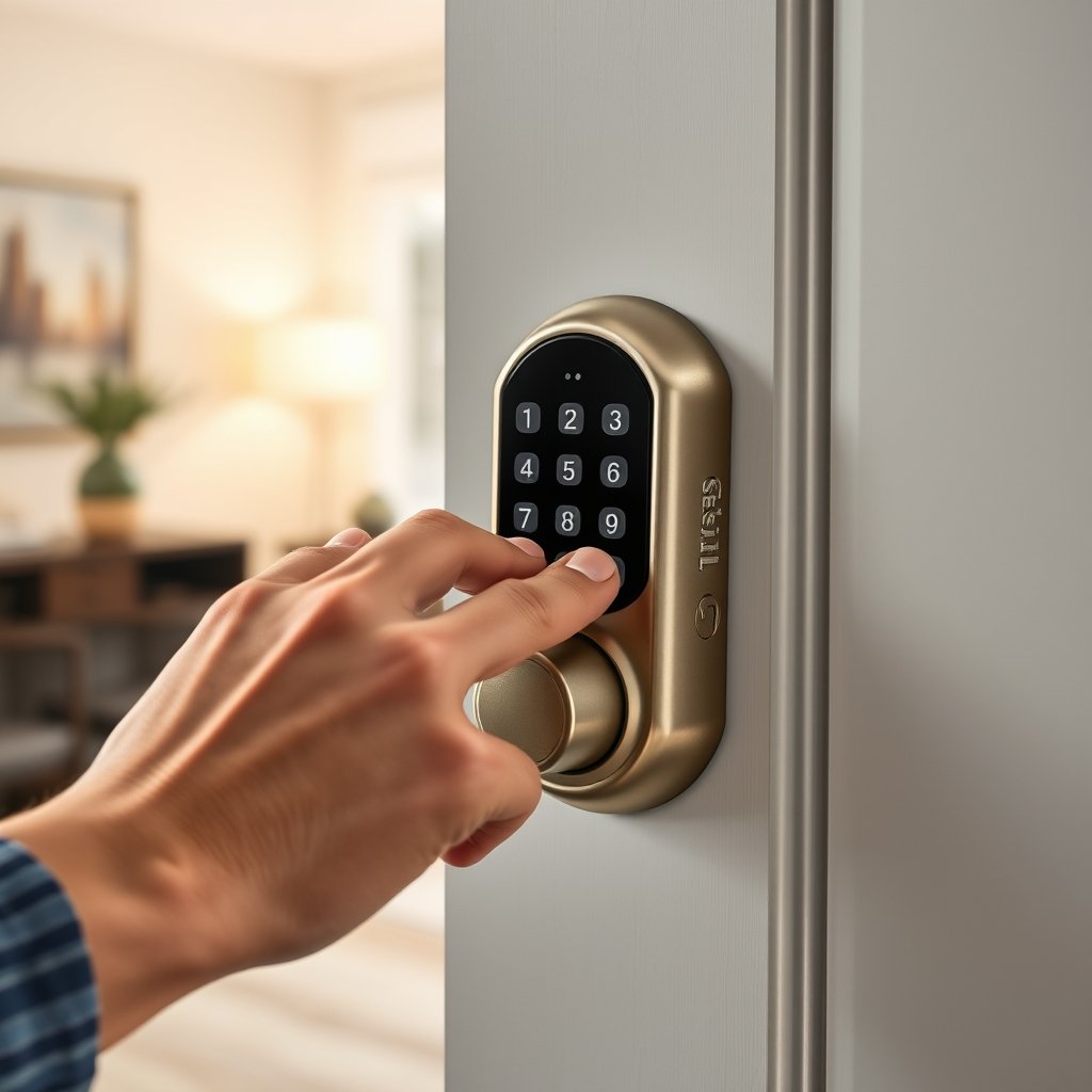 keyless deadbolt in action
