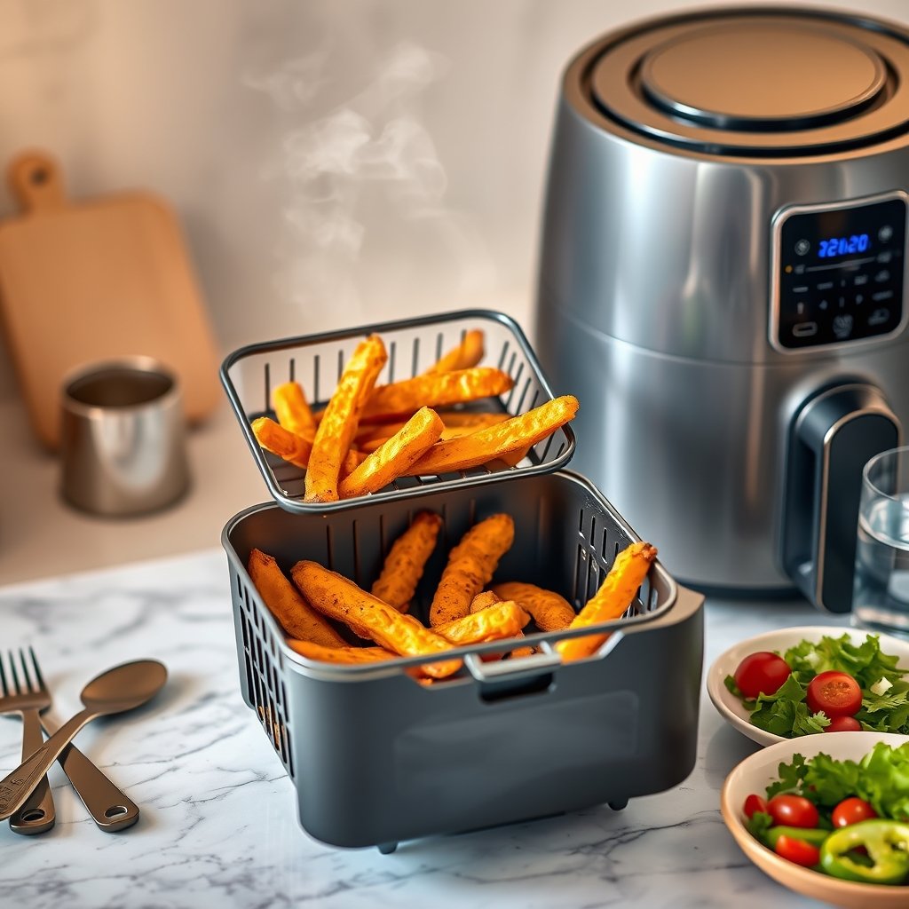 compact airfryer in action